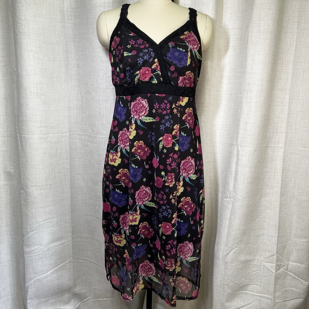 Torrid Betsey Johnson Black Floral Dark Fairy Babydoll Micro Mesh Midi Dress 00